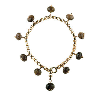 Charm Choker with Smokey Quartz in 9ct Gold