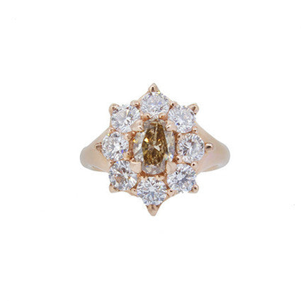 Marilyn Ring with Cognac and White Diamonds in 18ct Rose Gold