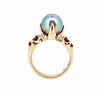 Edwardian Ring with Tahitian Pearl and Rhodolite Garnet in 9ct Ina Gold