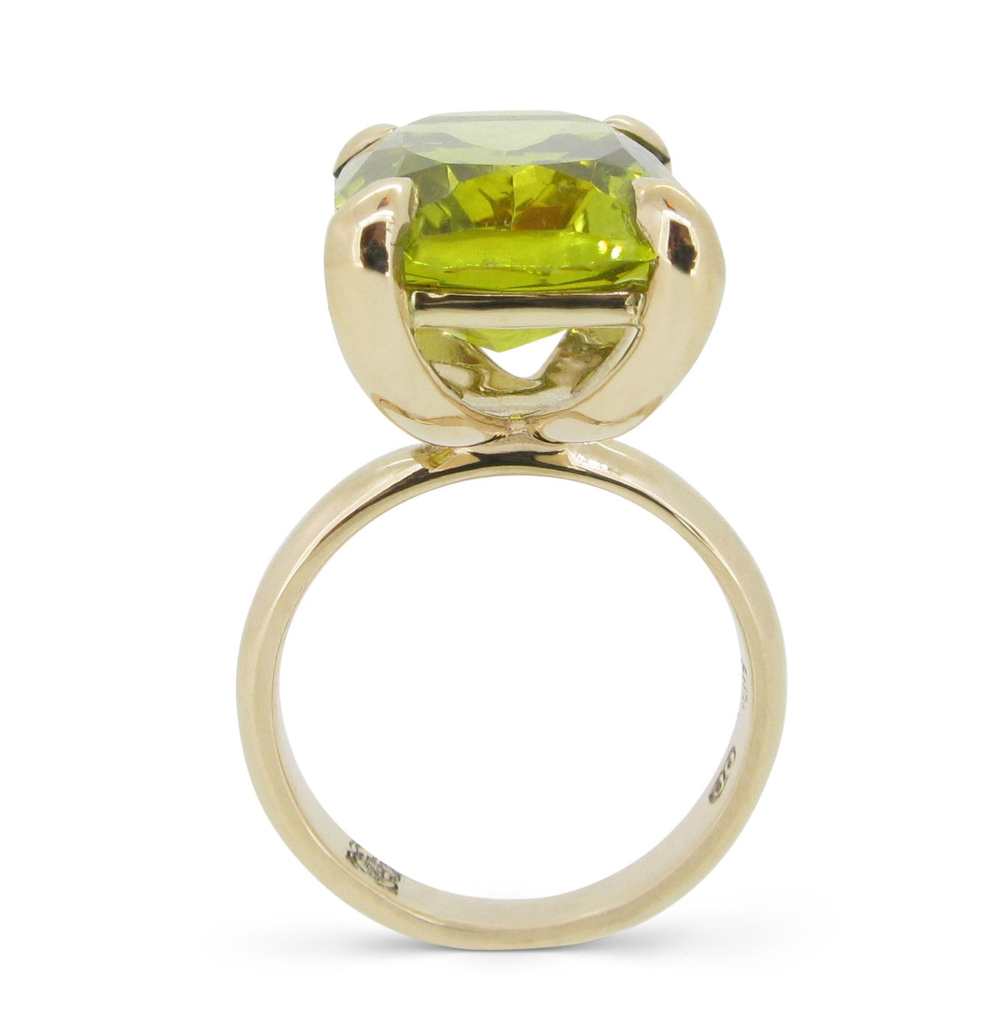 The Rock Ring with a Cushion-Cut Lemon Quartz in 9ct Ina Gold