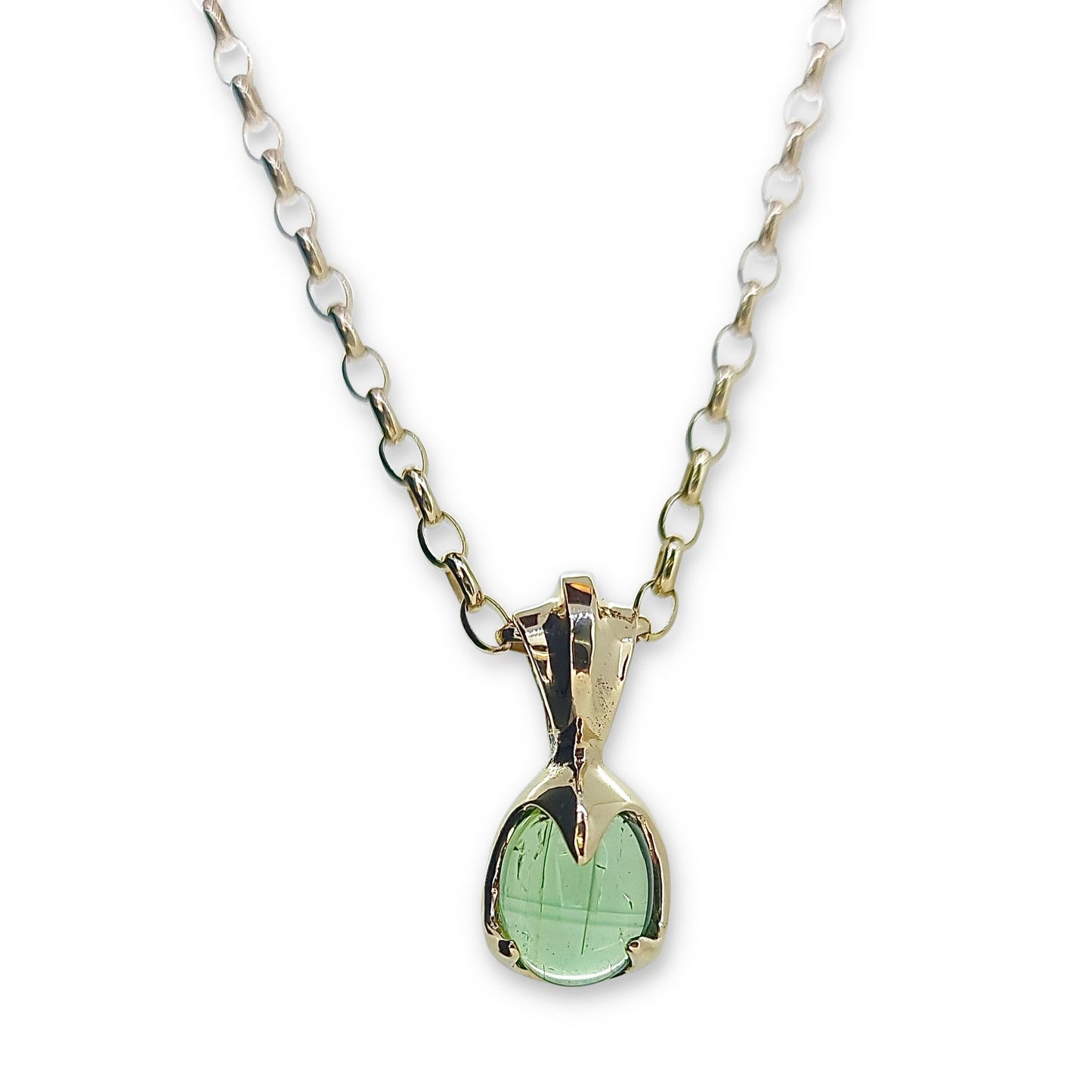 Siren Pendant with Pale Green Tourmaline in 9ct Ina Gold