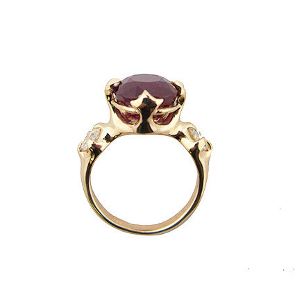 Edwardian Majesty Ring with Madagascan Ruby and Diamonds in 9ct Ina Gold